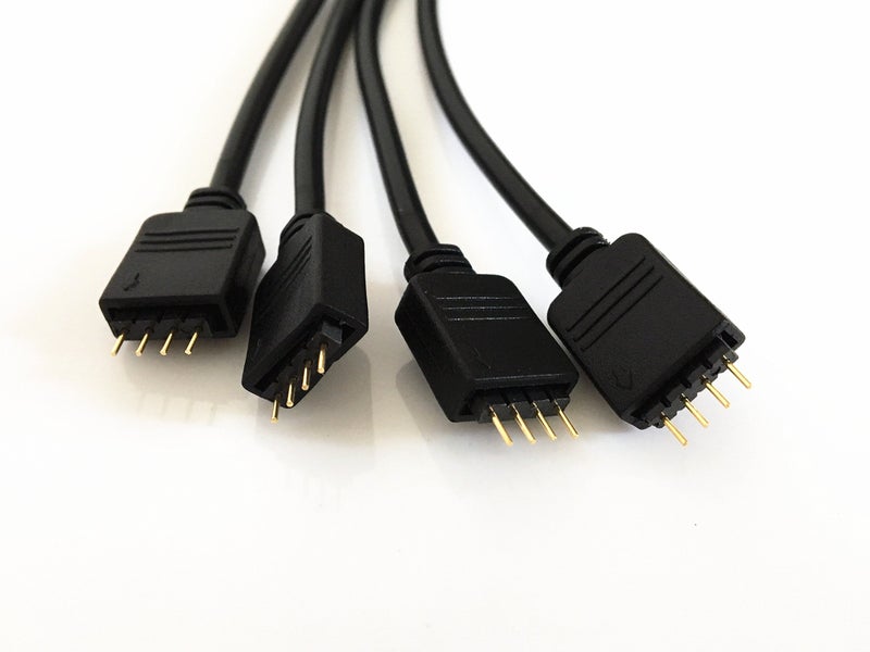 HUALAND 2 pcs Black 4 Pins LED Splitter Cable LED Strip Connector 4 Way Splitter Y Splitter for One to Four RGB 5050 3528 LED Light Strips with 10x Male 4 Pin Plugs -30cm/11.81inch Long - Image 4